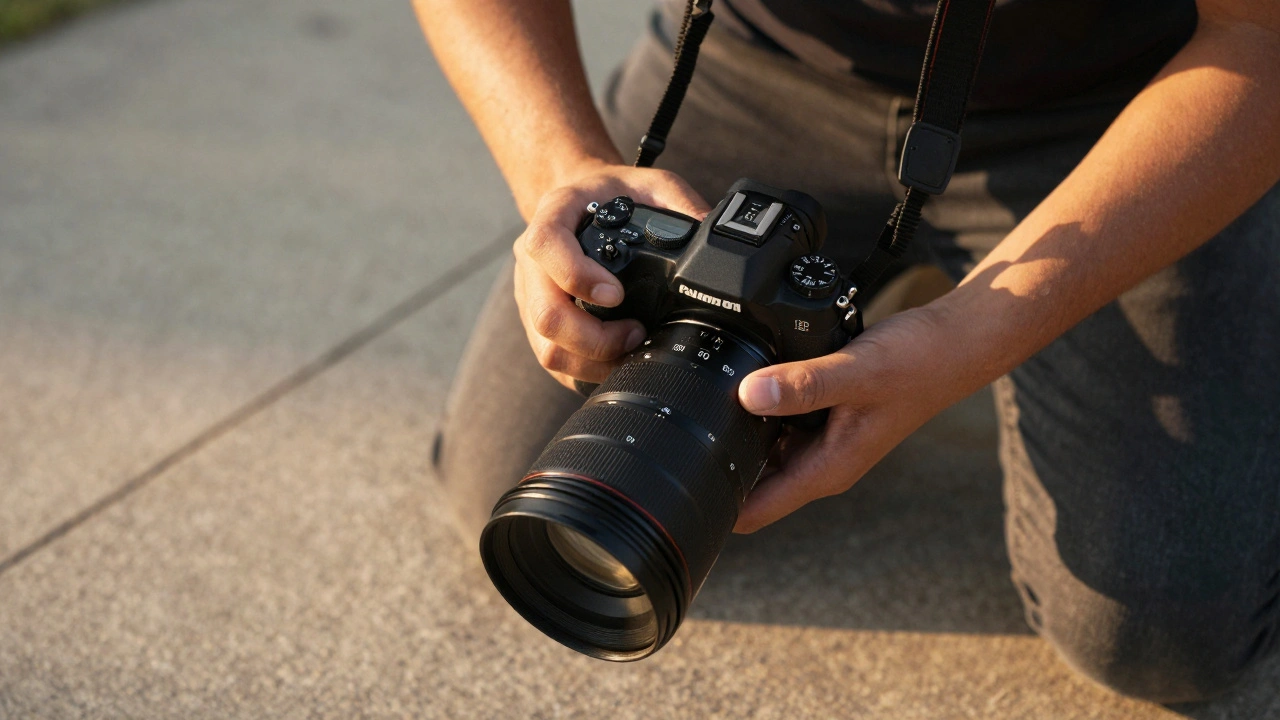 Photographer adjusting ISO to 800 in open shade while maintaining f/16 aperture for proper exposure.