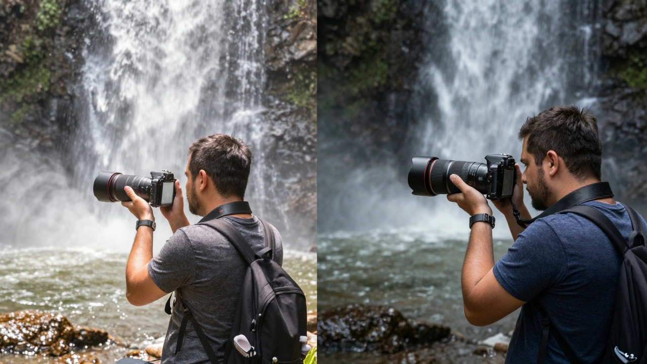 Side-by-side comparison showing clear, vibrant image vs. hazy, distorted image from cheap filters.