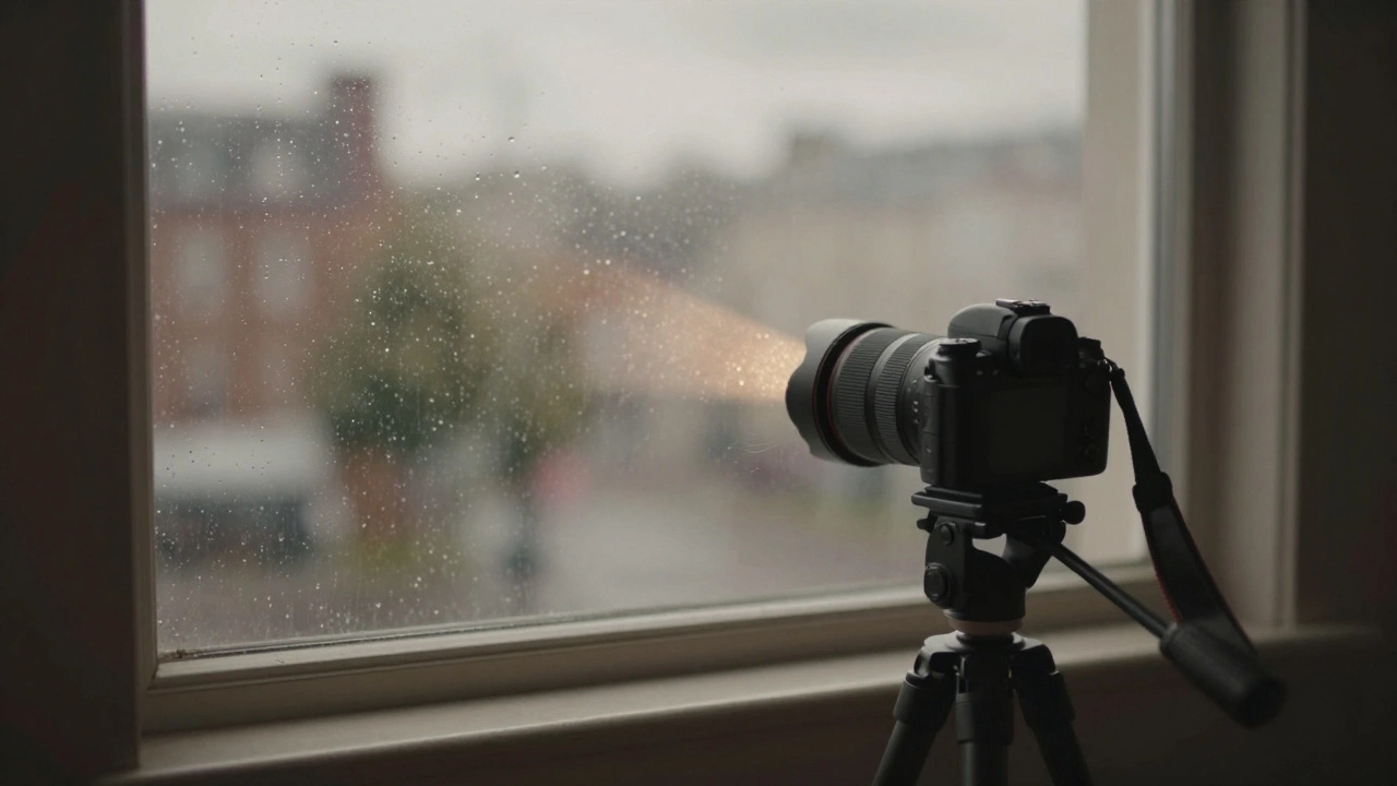 A window scene with interior in sharp focus and exterior softly blurred, captured using freelensing technique.