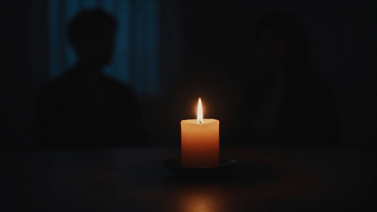 Dark room with candle demonstrating manual exposure mood