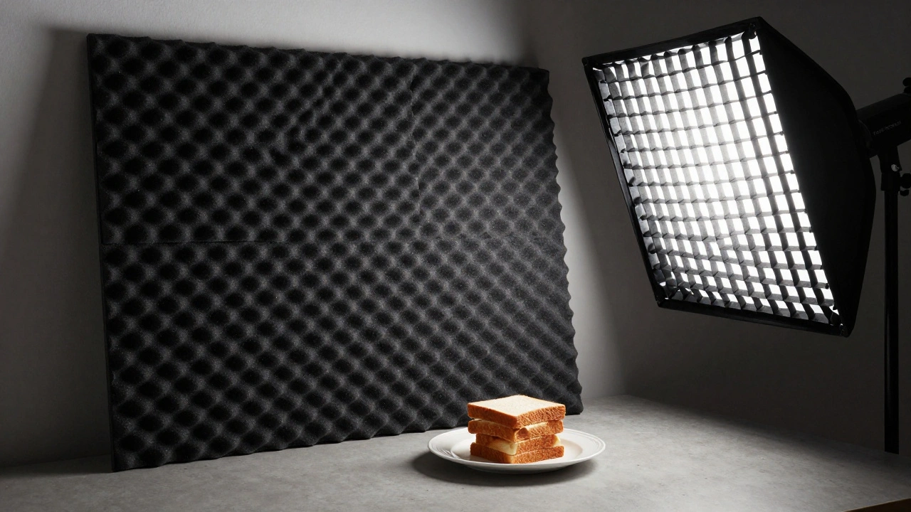 Foam core board blocking light in photo studio setup