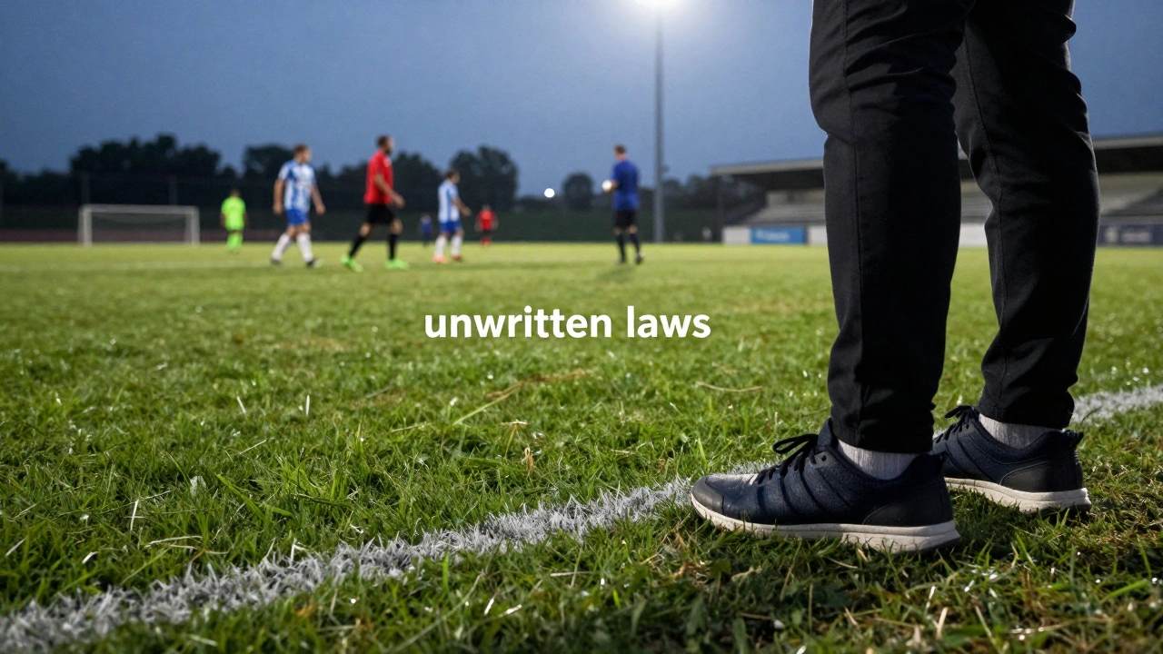 A professional photographer standing on the sideline of a sports field during a game.