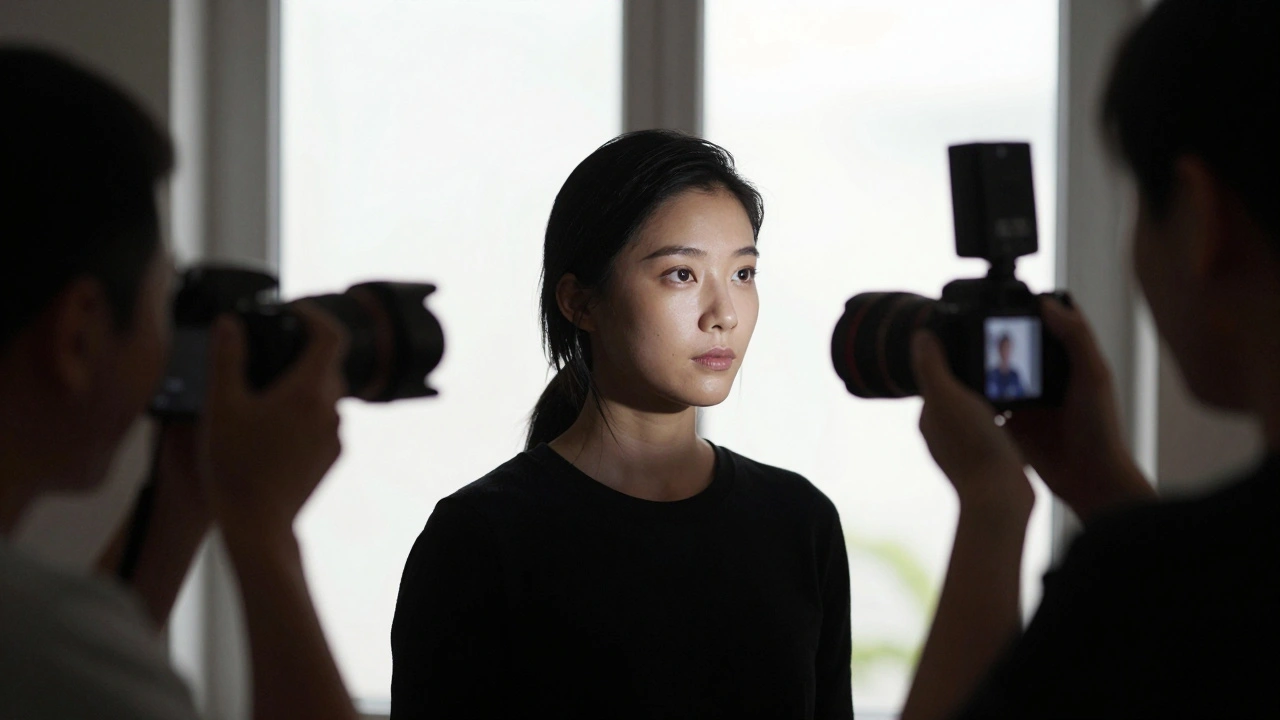 Photographer using fill flash to brighten a subject's face against a bright window background.