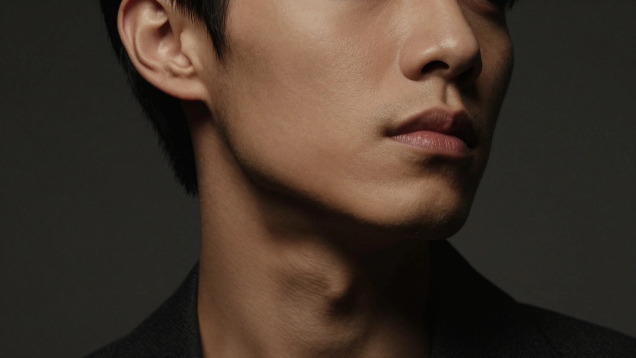 Portrait of a person with a square face using a tilt and chin-lift technique