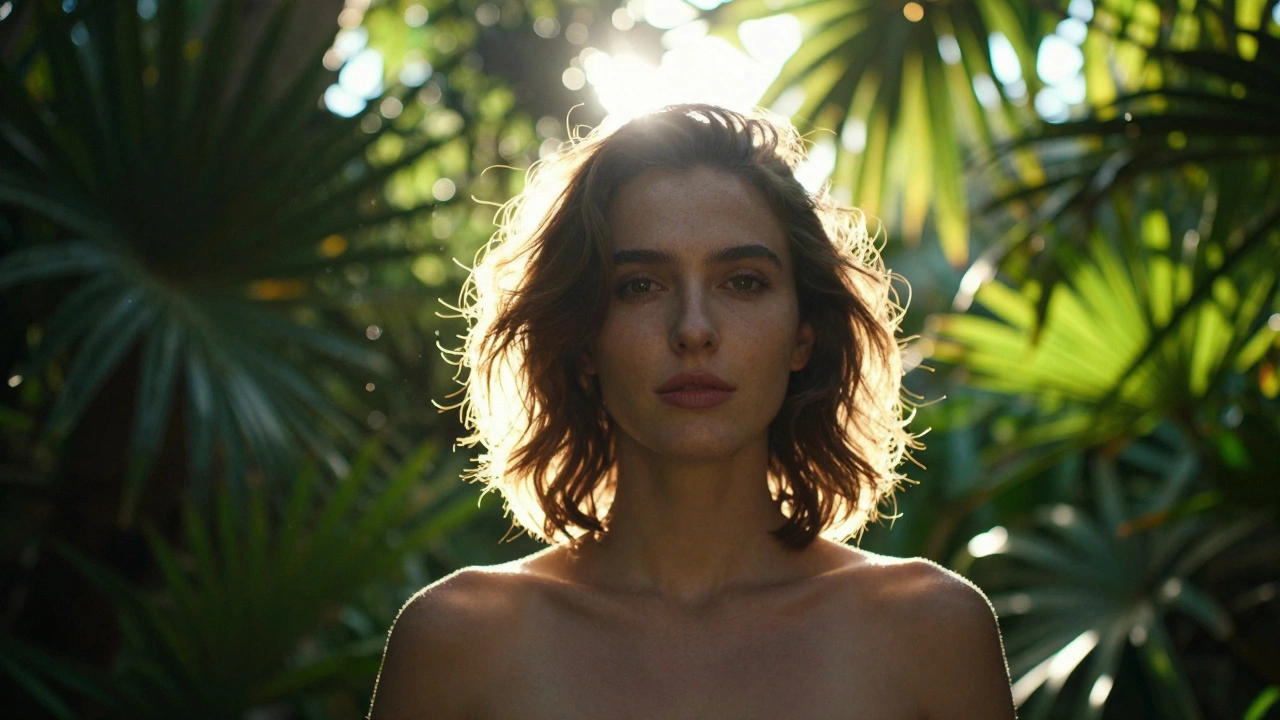 Portrait with the midday sun behind the subject creating a glowing rim-light effect.