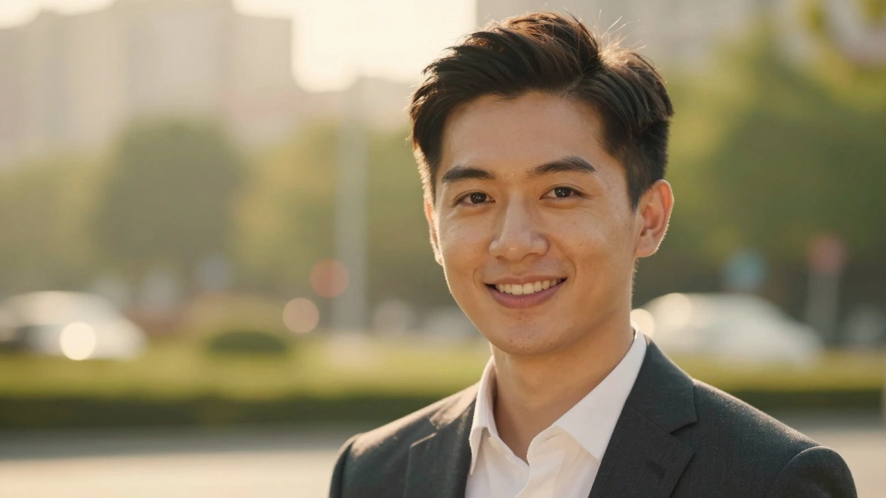 Professional outdoor headshot with sharp eyes and a blurred background