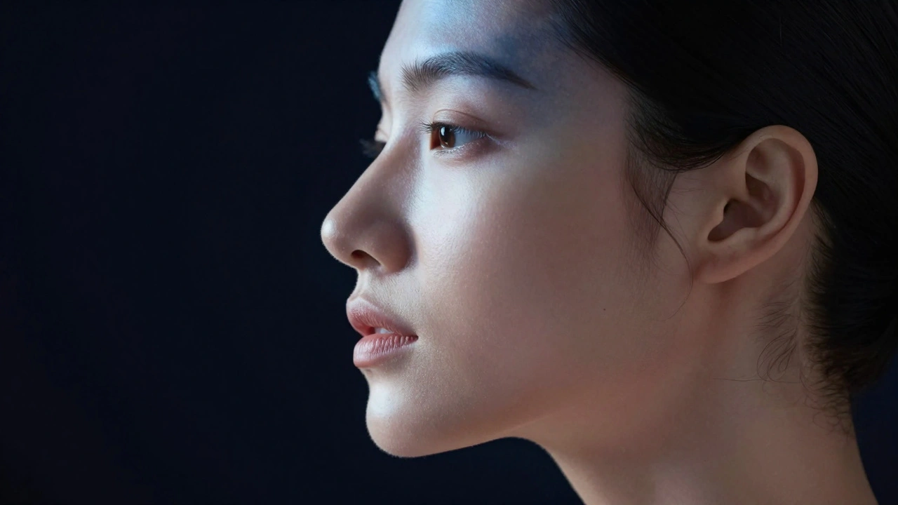 Abstract profile with light and shadow gradients illustrating dodge and burn