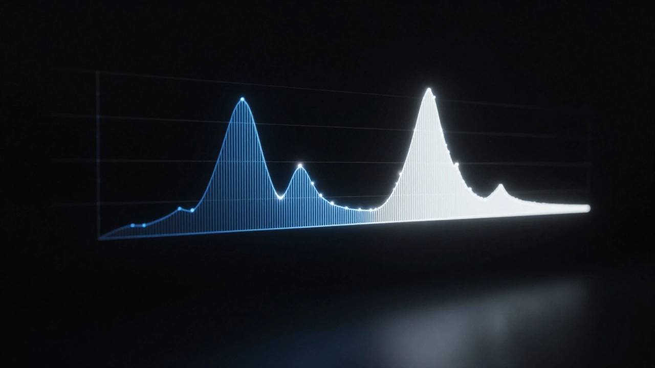 Abstract visualization of a camera histogram showing light and shadow distribution