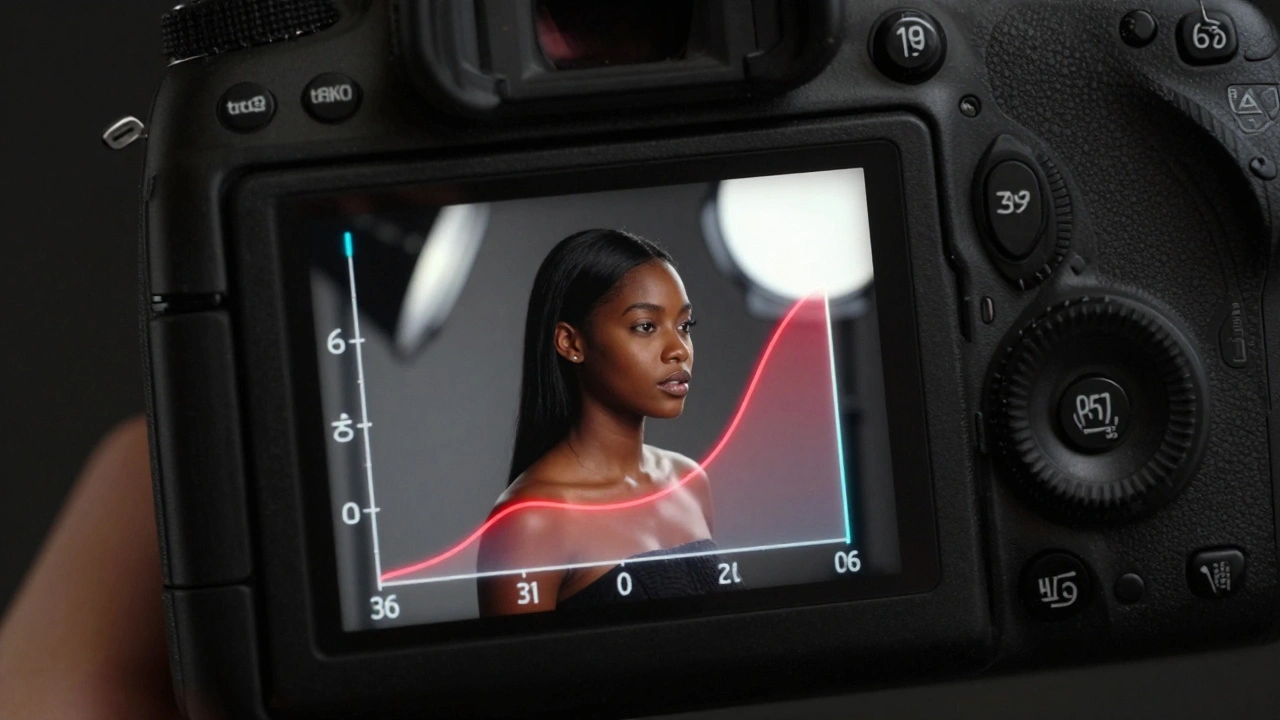 Camera histogram showing red channel exposure data