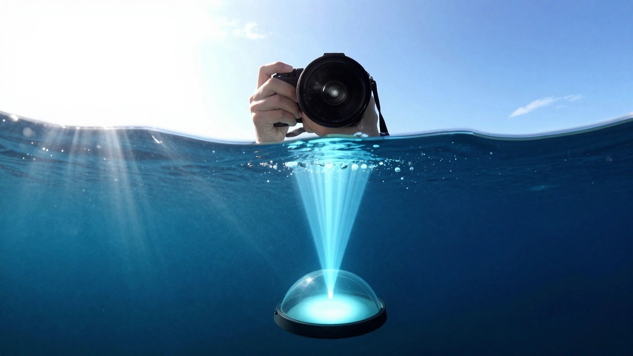 Conceptual diagram of light refraction in split-level photography