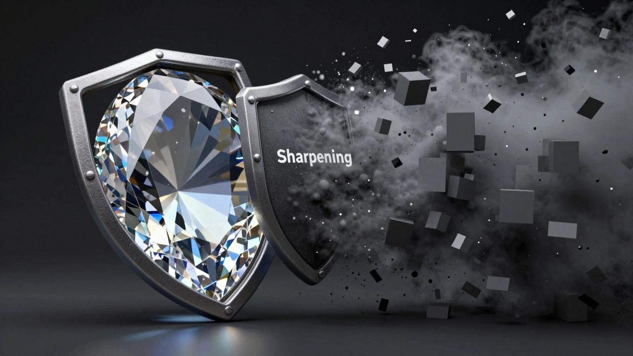 Crystal gem protected from pixelated fog by sharpening shield concept