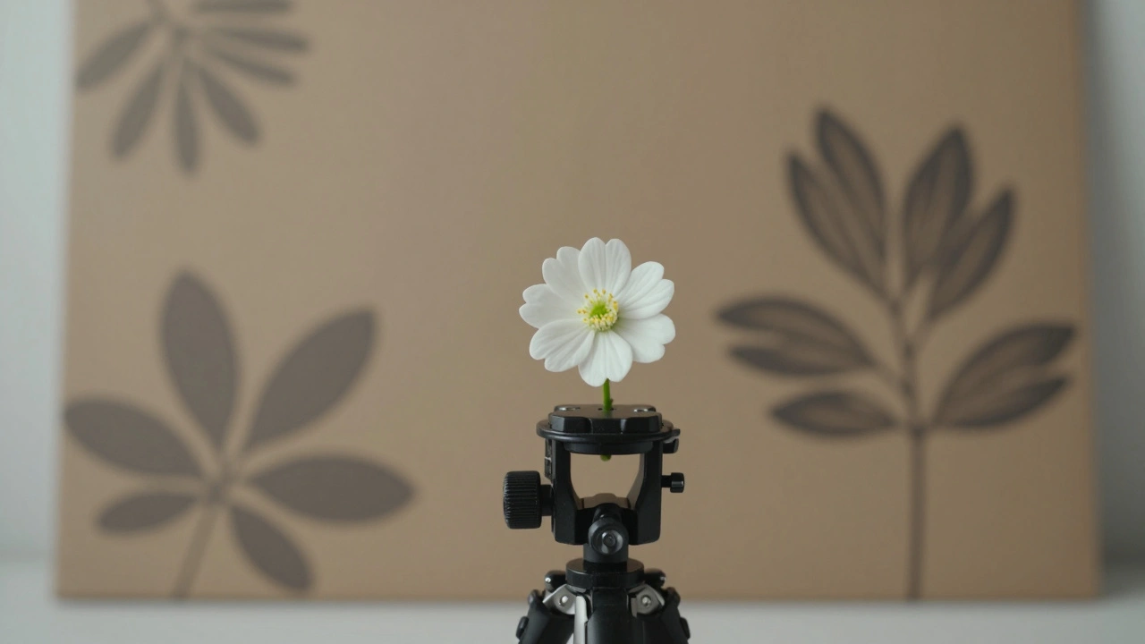 Flower with printed artificial backdrop