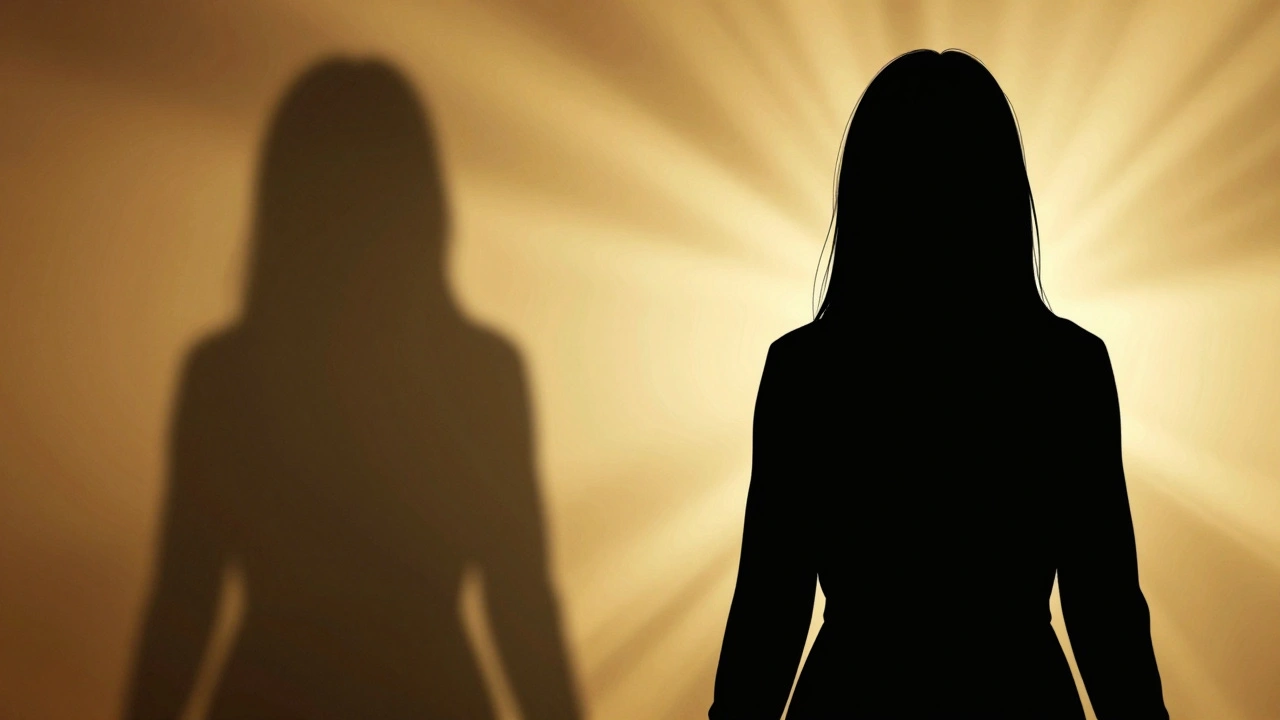 Graphic illustration of a figure turning into a pure black silhouette
