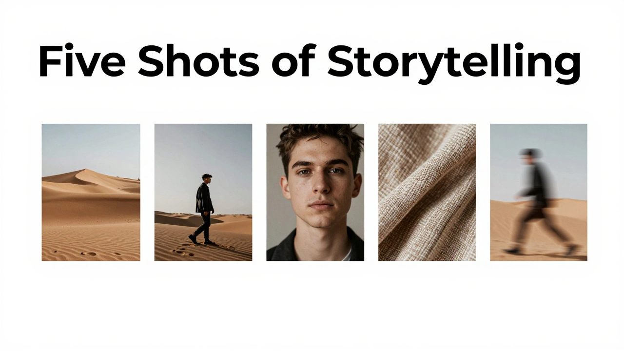 Sequence of five shots demonstrating narrative structure