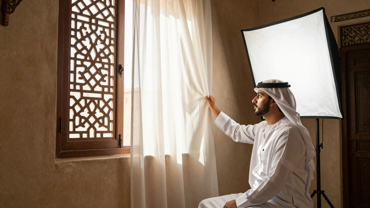 Using curtains and reflectors for indoor portrait lighting