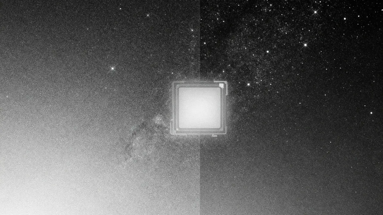 Abstract comparison of digital grain and sharp starlight in night photography