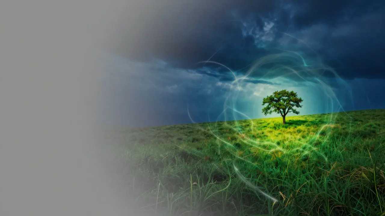 Abstract visualization of photo editing transforming grey data into vibrant colors