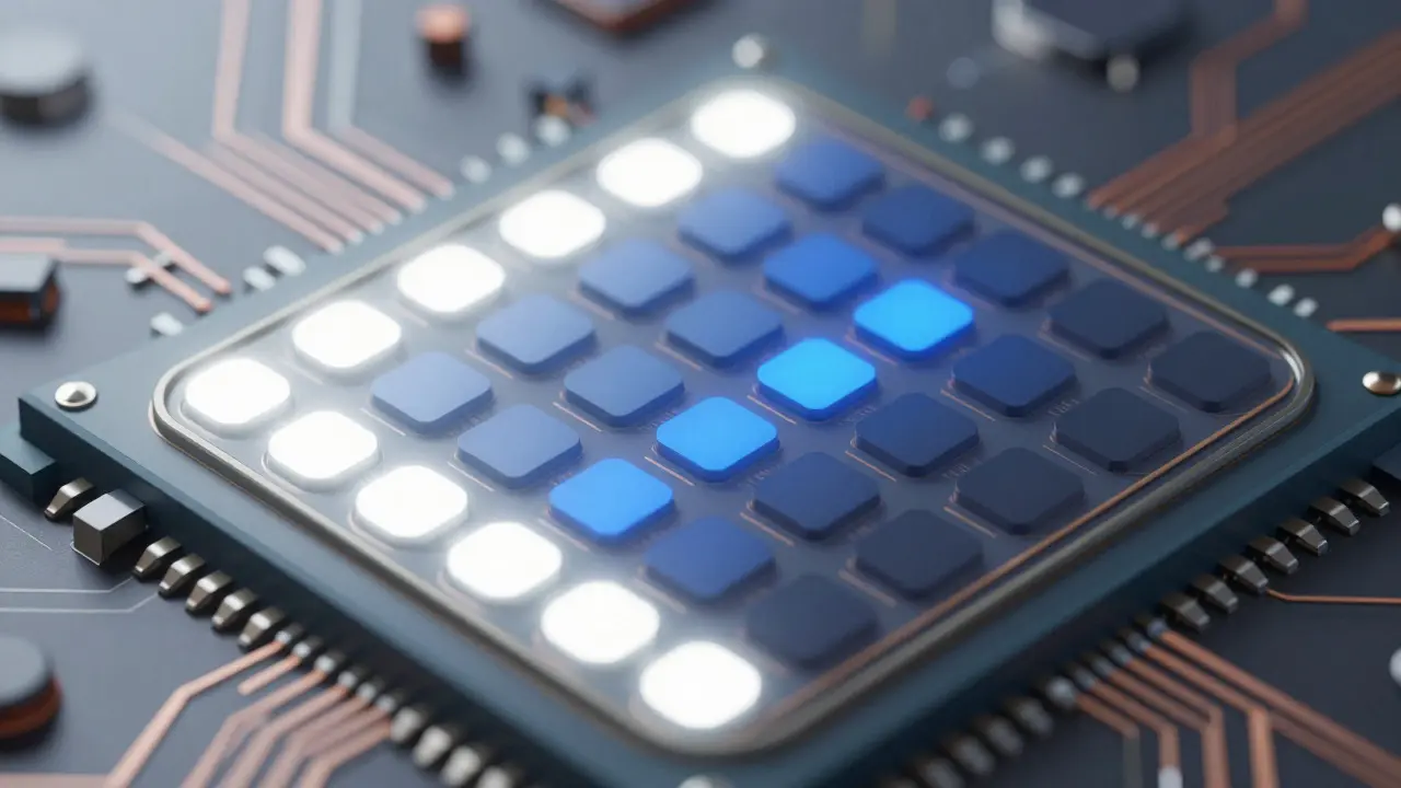 Close-up of camera sensor pixels illustrating light capture and clipping