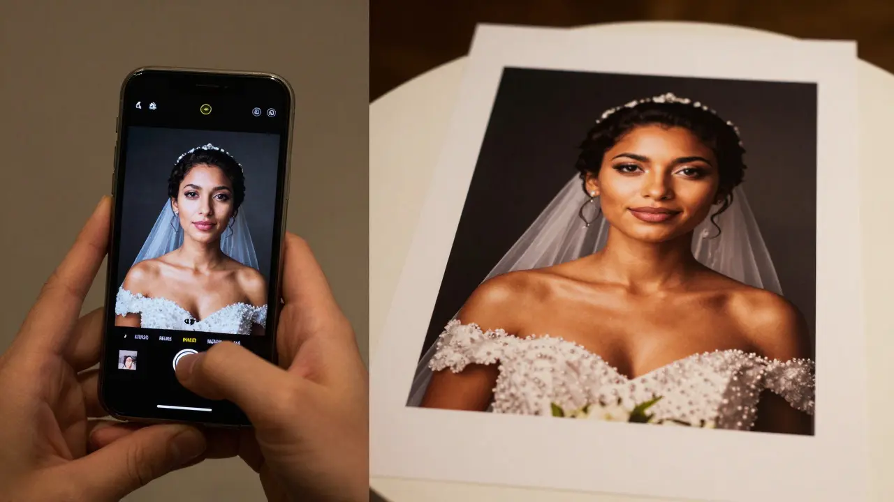 Comparison of a photo on a phone versus a high-quality printed version