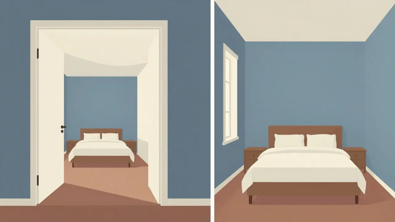 Conceptual comparison of distorted vs. accurate interior perspectives