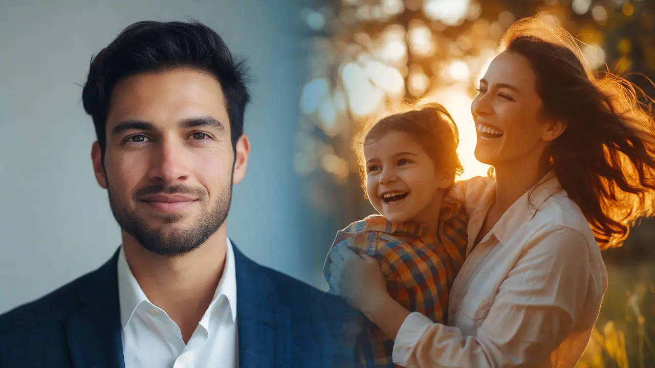 Double exposure blending corporate and lifestyle photography styles