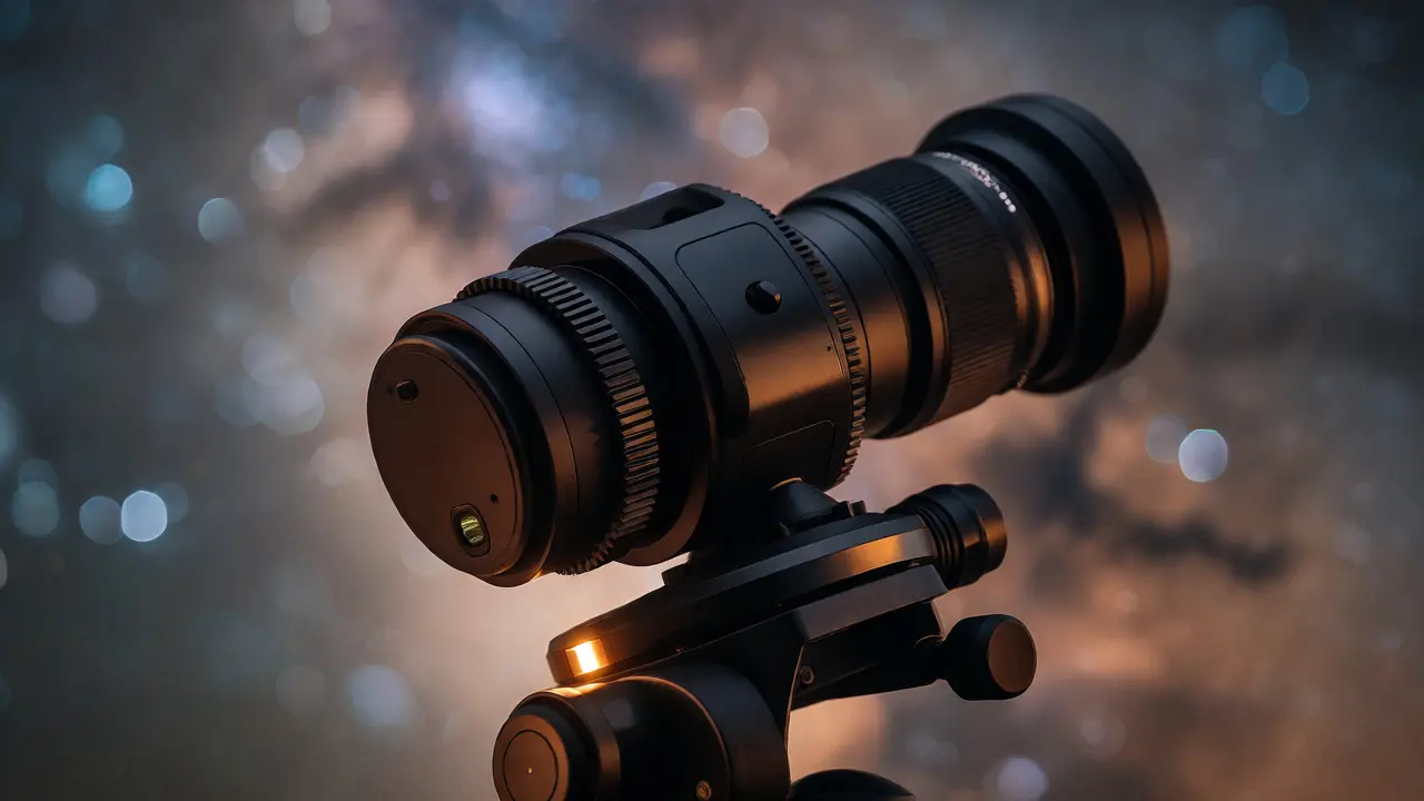 Motorized star tracker attached to a camera pointing at the night sky