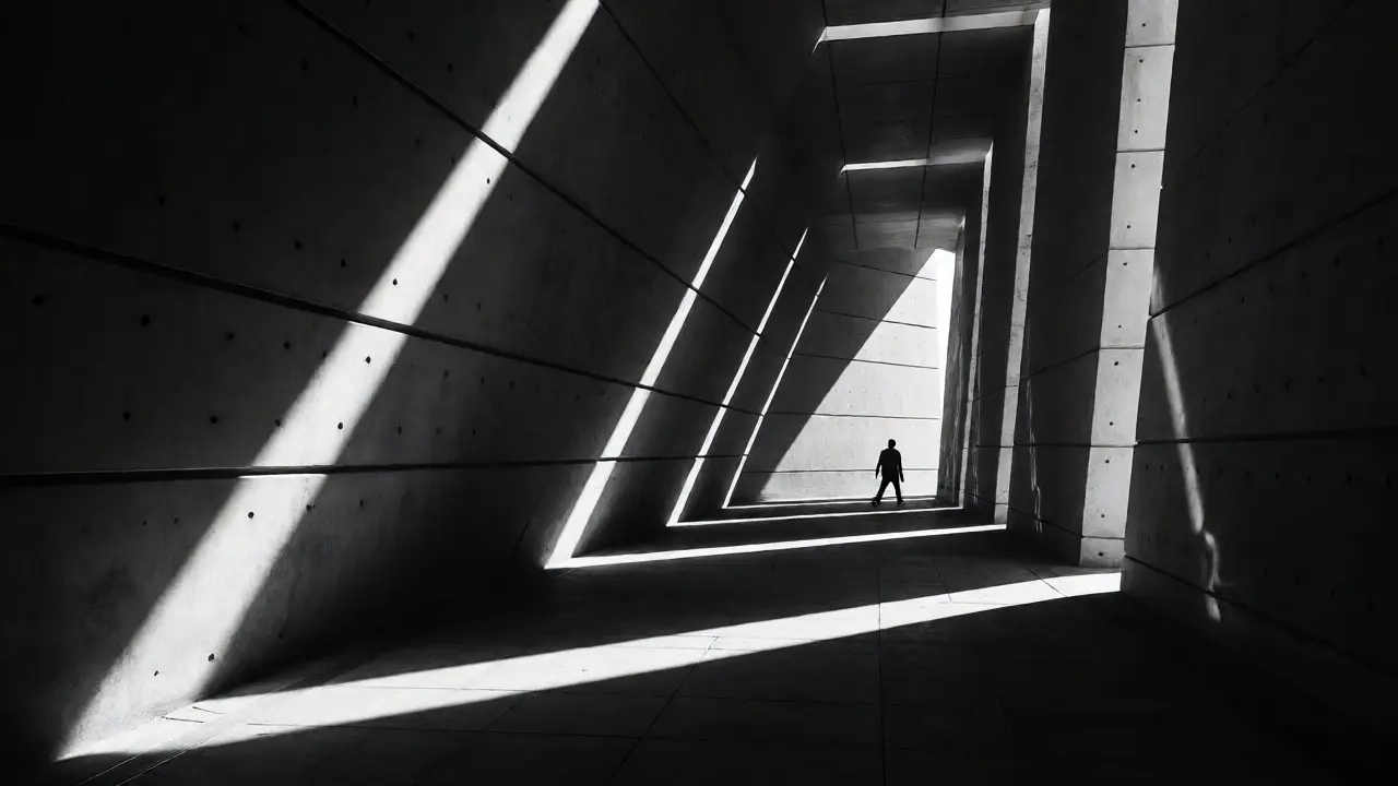High-contrast architectural scene in Dubai showing zone system tonal range