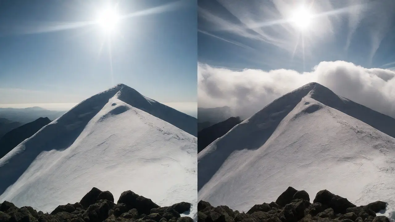 Side-by-side comparison of blown-out vs preserved highlights