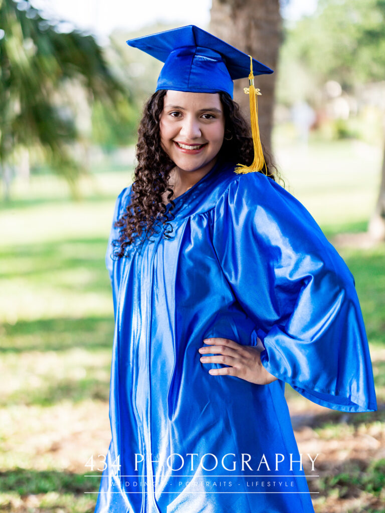 Senior portrait in a cap and gown
